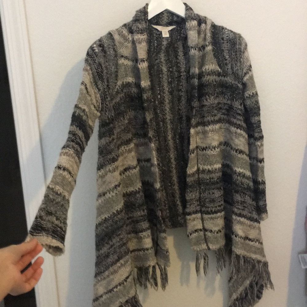Cozy gray stripe poncho cardigan XS